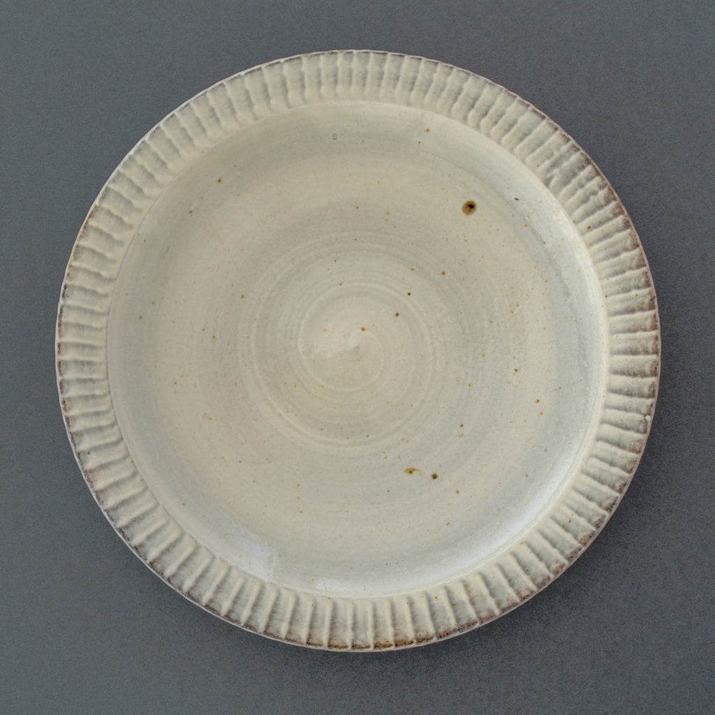 Wood-fired Japanese Ceramic Hakeme Plate - Top