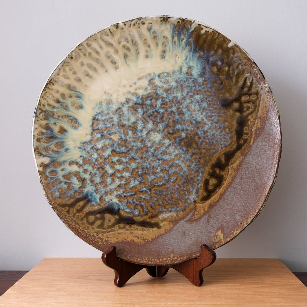 Beautiful, dramatic handmade Japanese Stoneware Plate