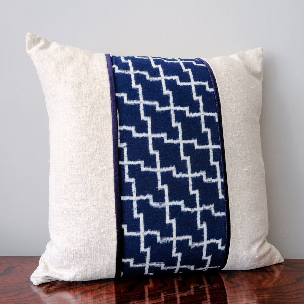 Natural Indigo Ikat, hand-dyed and woven in Japan